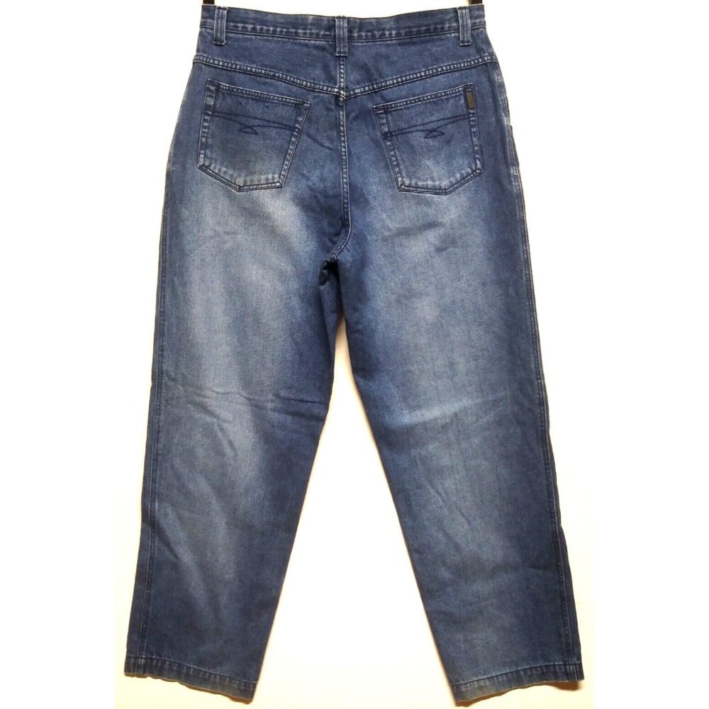 KARL KANI Jeans Mens 36X33 Blue Baggy Loose 90s Hip Hop VINTAGE Embroidered Y2K - Picture 1 of 10